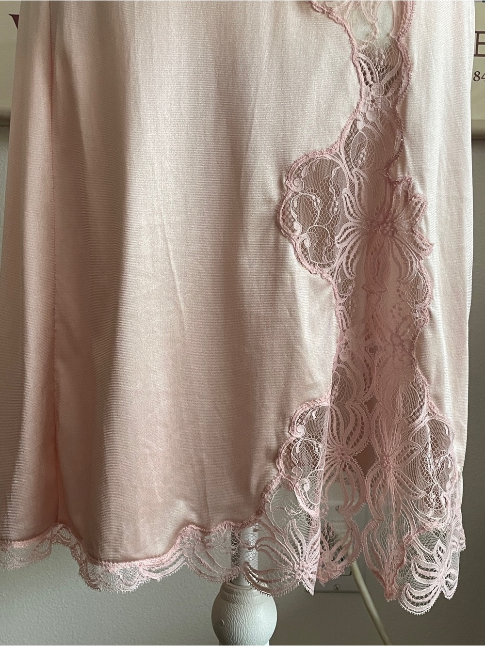 Vintage Valisere Lace Slip Dress Medium Blush Pink Parisian Coquette Chic Bridal - Picture 6 of 14